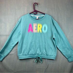 AEROPOSTALE SPORT - BLUE CROPPED SWEATER TOP - SZ: XL